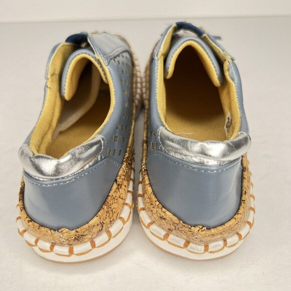 Breathable Light Weight Sky Blue Casual Sneaker Cork Like Accent Womens Size 7 - Picture 4 of 9